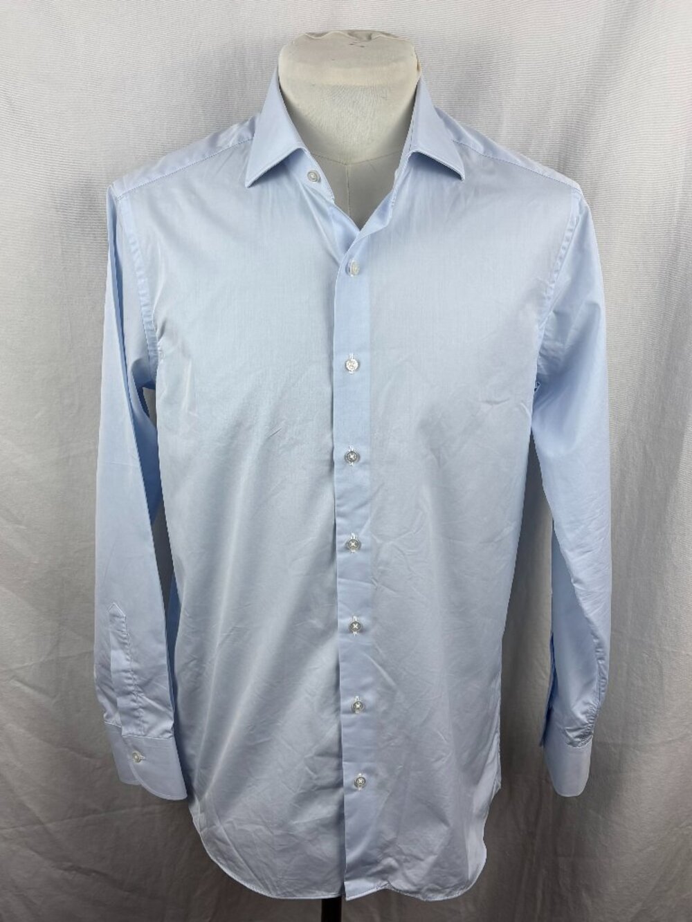 Proper Cloth Stanton 120s Light Blue Broadcloth Cotton Dress Shirt 17.4
